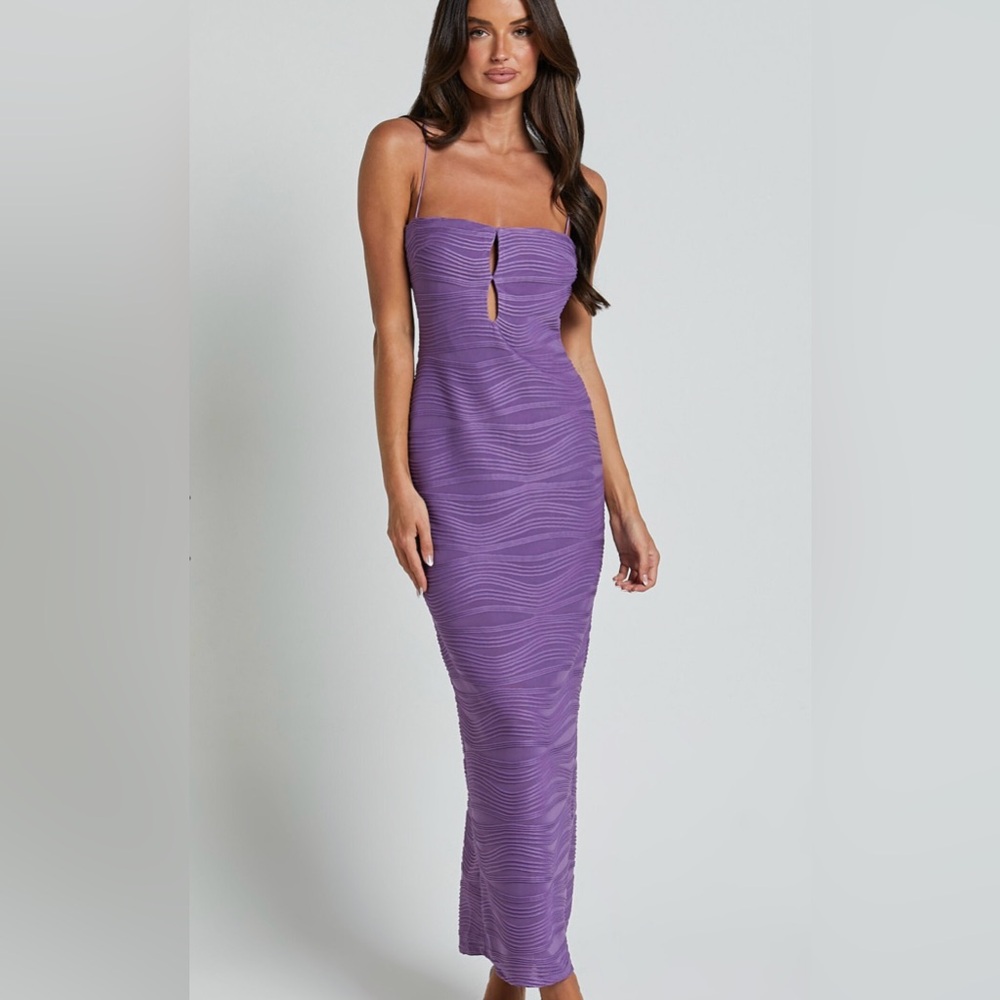 Beverly Midi Dress - Textured Cut Out Dress